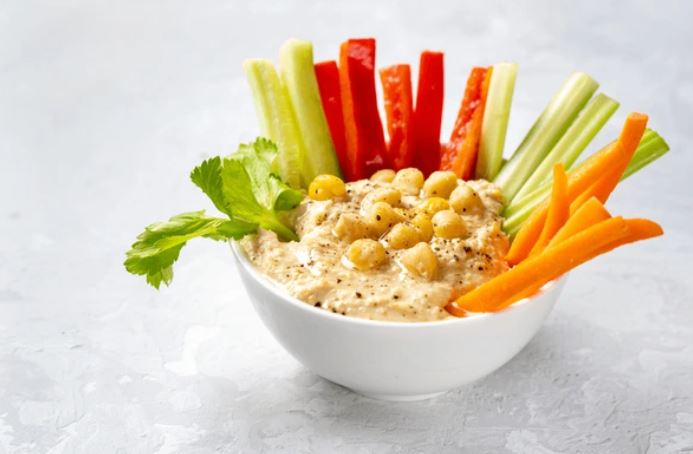 Veggie Sticks with Hummus, always a delight with kids